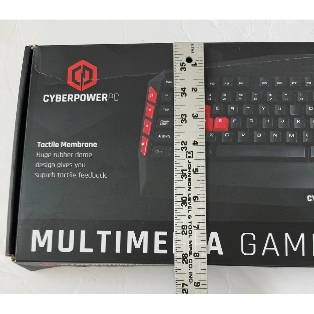 CyberPowerPC Multimedia Gaming Keyboard LED Tactile Membrane USB Black Red